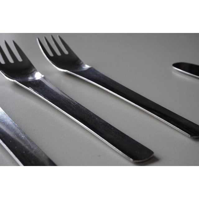 Metal Linea 72 Alitalia Flatware by Joe Colombo & Ambrogio Pozzi, 1972, Set of 12 For Sale - Image 7 of 13