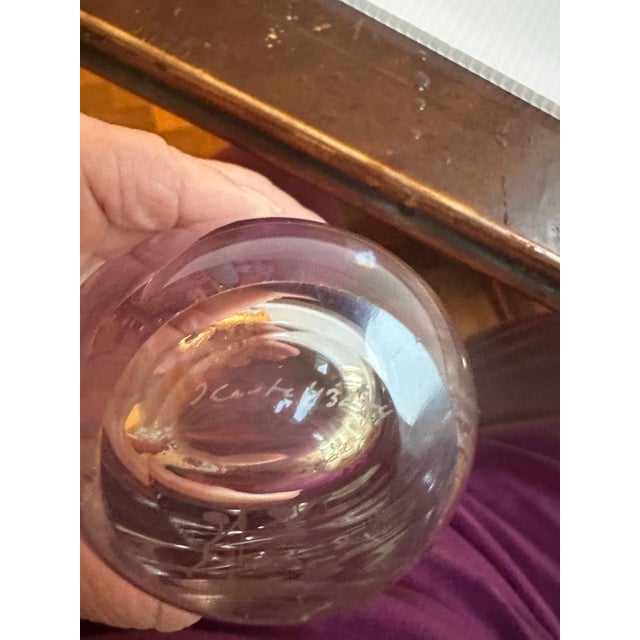 1960s 1960s Kosta Boda Sign Blown Glass Vase With Floral Etching 9.5" Tall Design by Goran Warff For Sale - Image 5 of 12