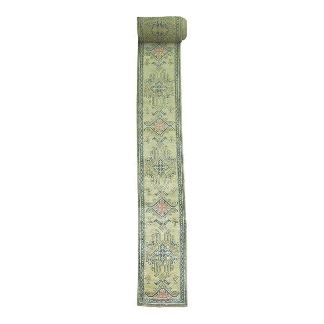 Antique Oushak Hallway Staircase Runner - 2'4" x 34'8" For Sale