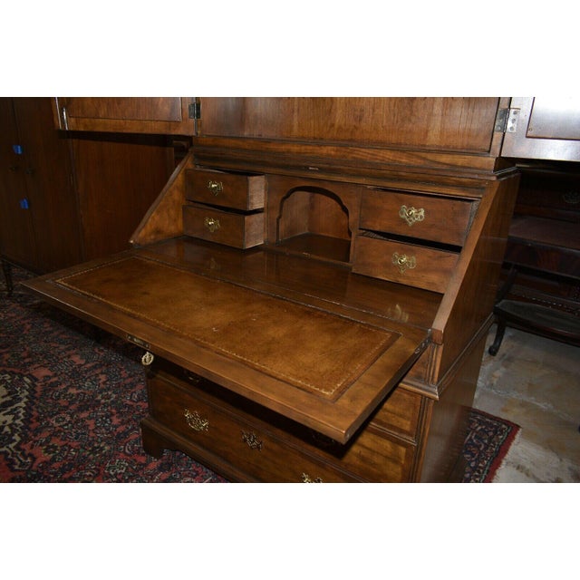 Brown Vintage Baker Furniture Burled Walnut Drop Front Secretary Desk For Sale - Image 8 of 13