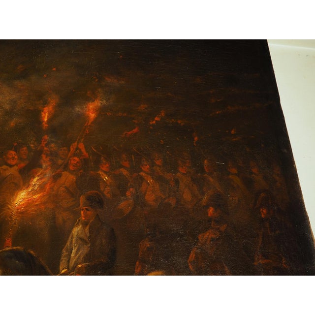 Napoleon and His Troops, a Large Antique Oil on Canvas Painting, 96.5 X 78 In For Sale - Image 10 of 18