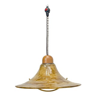 Amber Acrylic and Brass Hat-Shaped Pendant Lamp from Cristallux, Germany, 1970s For Sale