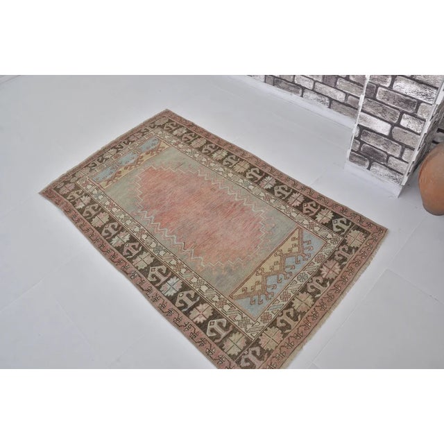Turkish Antique Muted Rose Medallion Rug For Sale - Image 3 of 10