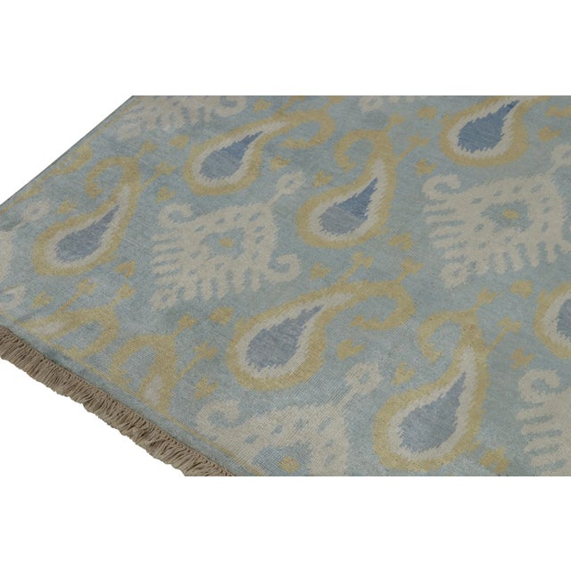 2010s Rug & Kilim’s Classic Ikats Style Rug With Gold, White and Blue Patterns For Sale - Image 5 of 8