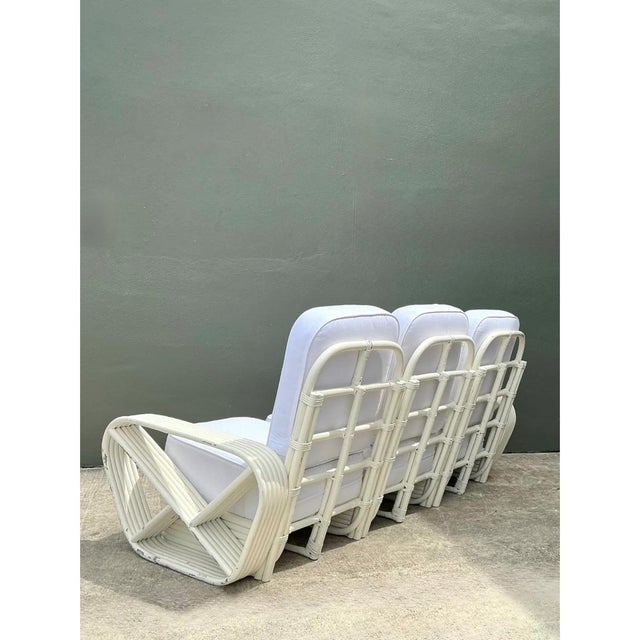 Vintage Paul Frankl Six Strand White Rattan Sofa For Sale In West Palm - Image 6 of 12