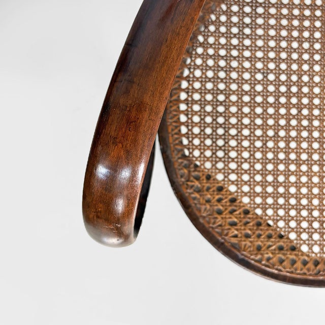 Italian Wood and Vienna Straw Bench, 1970s For Sale - Image 13 of 18