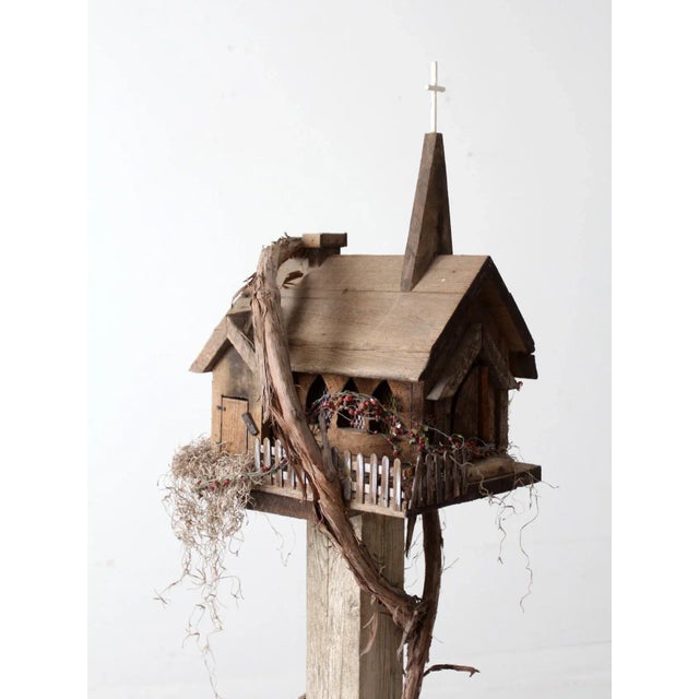 Farmhouse Vintage Folk Art Bird House For Sale - Image 3 of 13
