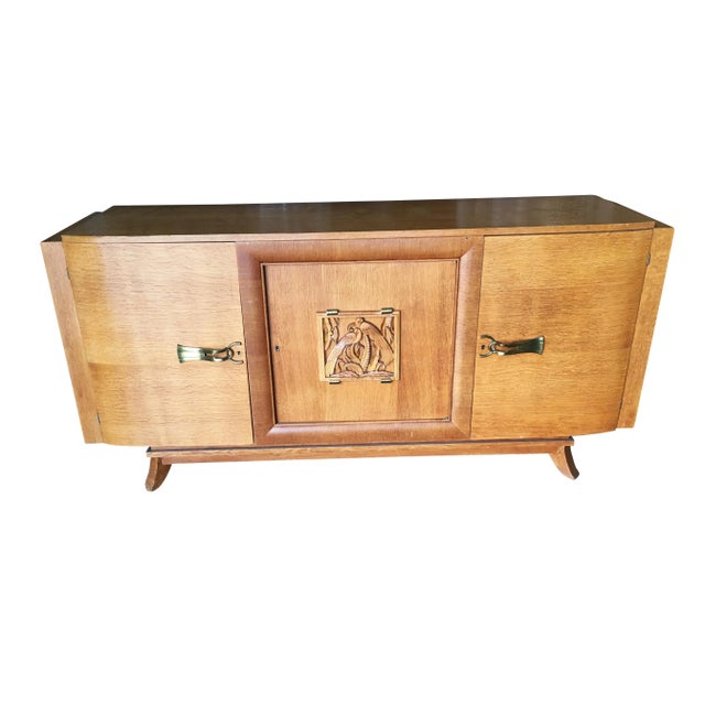 James Mont Style Sideboard W/ Carved Art Sculpture For Sale - Image 11 of 11