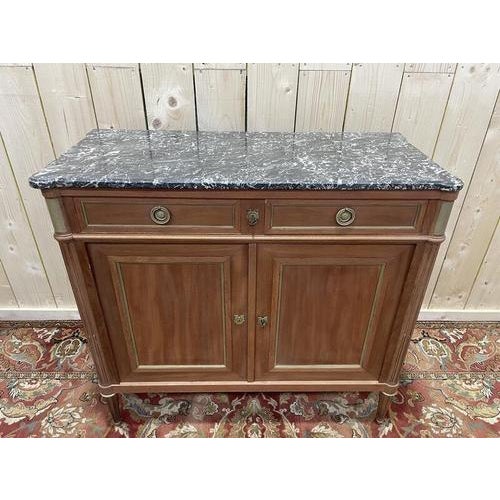 Louis VII Style Low Sideboard in Mahogany and Marble For Sale - Image 5 of 7