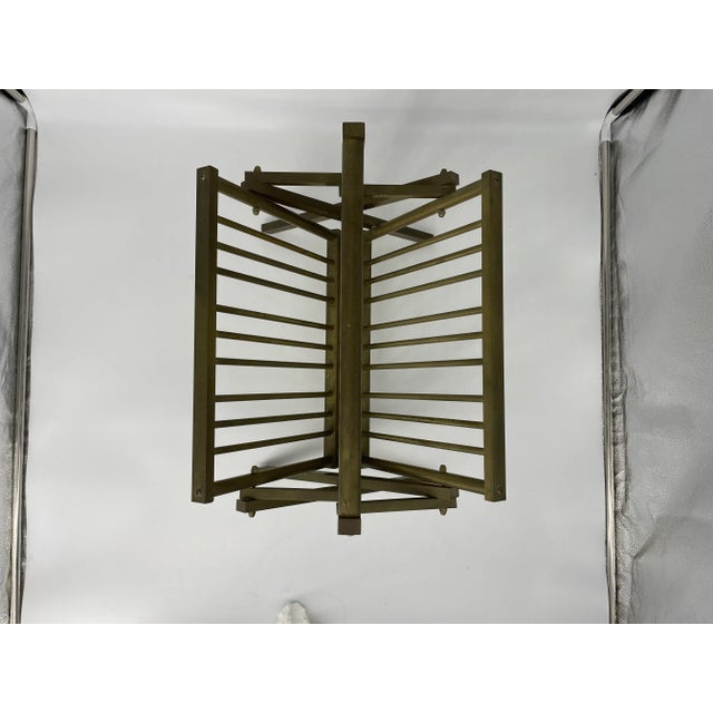 Mid-Century Modern 1980's Collapsible Italian Brass Magazine Rack For Sale - Image 3 of 7