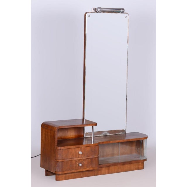 Art Deco Dressing Mirro in Glass & Walnut attributed to R. Slezak, Czech, 1930s For Sale - Image 15 of 15