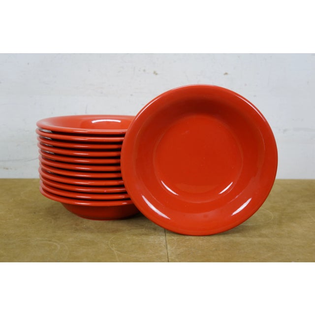 Late 20th Century 43 Pc Isg Italy Red Ceramic Porcelain Plates Bowls Mugs Dinnerware Set For Sale - Image 4 of 9