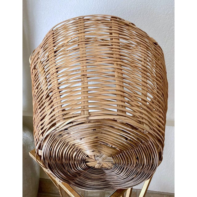 Circa 1970 Substantially-Sized Natural Rattan Ear-Handle Planter Floor Basket For Sale - Image 4 of 11