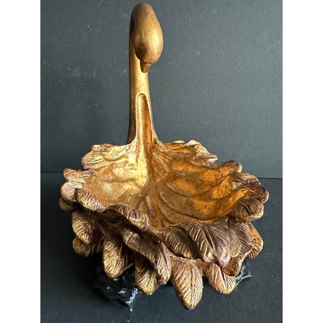 Figurative Vintage Late 20th Century Gold Swan Decorative Dish For Sale - Image 3 of 11
