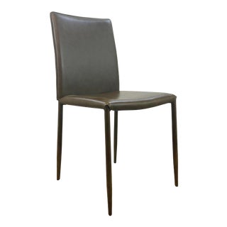 Modern Brown Bonded Leather Dining Chair For Sale