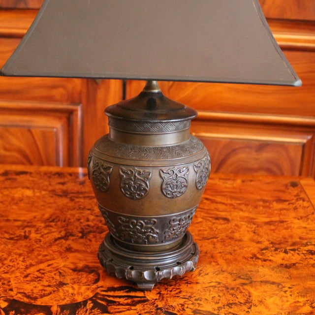 Chinese Antique Bronze Vessel Lamp For Sale - Image 6 of 10