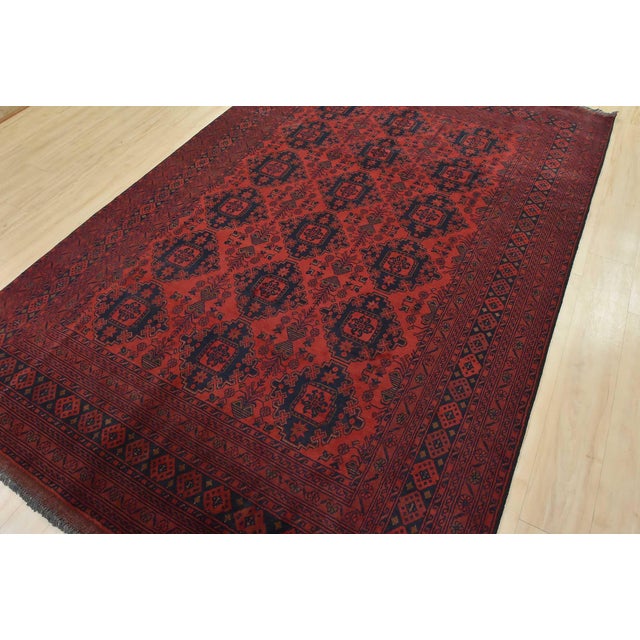 Tribal Turkmen Rug 6’10” X 10’2” Red Wool Tribal Hand-Knotted Oriental Carpet For Sale - Image 3 of 15