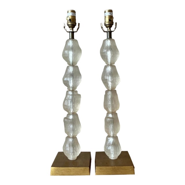 Vintage Regency Faceted Crystal Lamps - A Pair For Sale