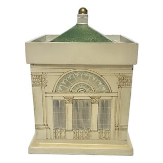 Vintage Architectural House-Form Box – Heavy, Hand-Painted & Full of Character For Sale
