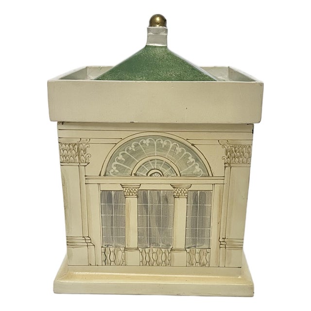 Vintage Architectural House-Form Box – Heavy, Hand-Painted & Full of Character For Sale