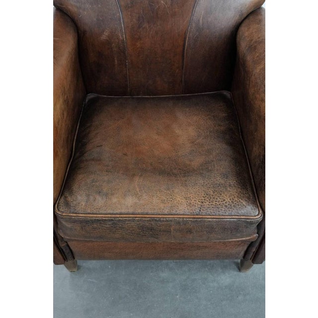 Vintage Club Chair in Sheepskin Leather For Sale - Image 6 of 14