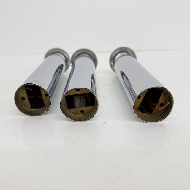 Minimalist Chrome Tube Wall Lamps, 1970s, Set of 3 For Sale - Image 16 of 18