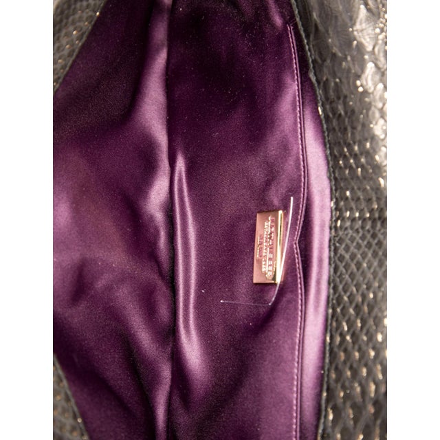 Contemporary 2020s Judith Leiber SnakeSkin Crystal Black Day Evening Shoulder Clutch Bag For Sale - Image 3 of 15