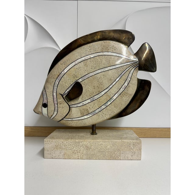 1980s Maitland Smith Fish Sculpture Bookend For Sale - Image 5 of 12