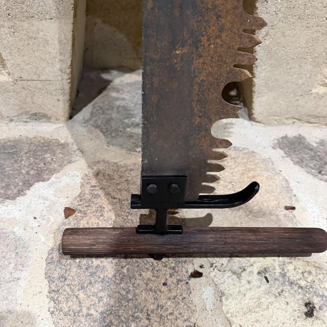 Antique Logging Tool Two-Man Crosscut Saw Wall Sculpture Decoration For Sale - Image 9 of 9