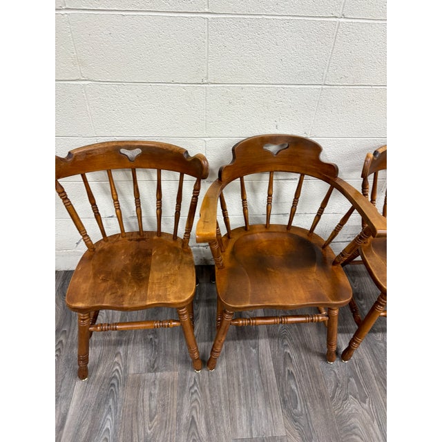 Traditional Vintage Tell City Hard Rock Maple Dining Chairs - Set of 4 For Sale - Image 3 of 11