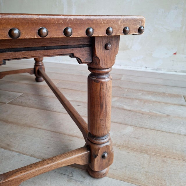 Spanish Coffee Table with Leather Top, 1950s For Sale - Image 6 of 8