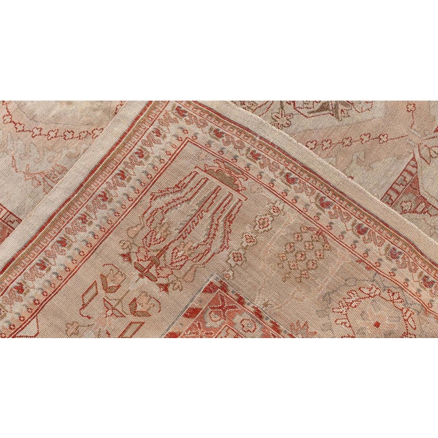 Beige Antique Turkish Oushak Rug For Sale - Image 8 of 9