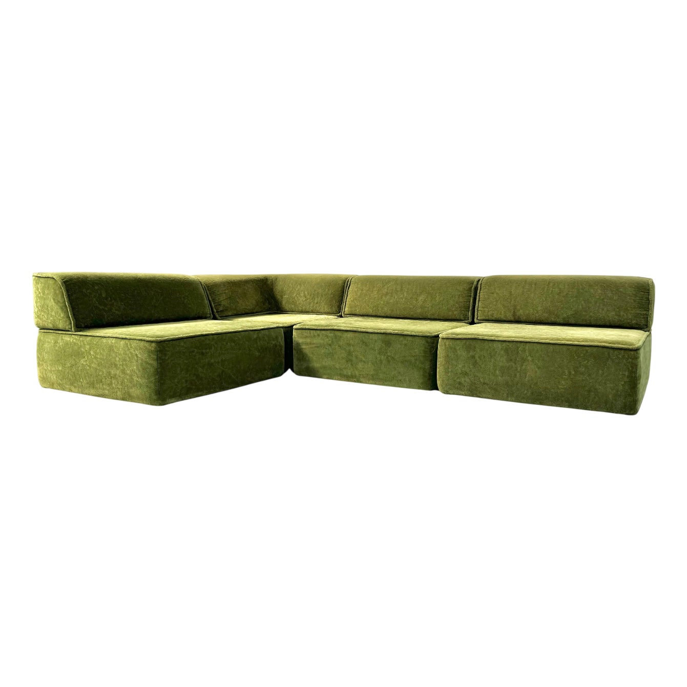 Vintage Trio Sofa in Green Teddy Fabric from Cor, 1970s, Set of 4 ...