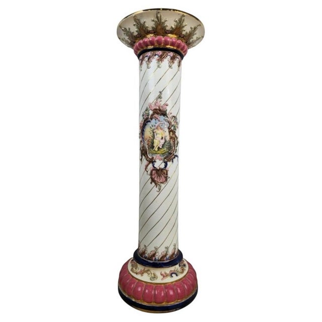 19th Century Viennese Porcelain Column with Floral Decoration, 1890s For Sale - Image 6 of 6