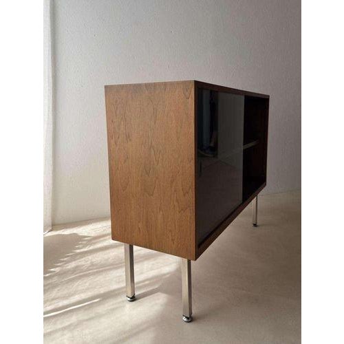 Walnut Display Cabinet with Smoked Glass, 1960s For Sale - Image 11 of 12