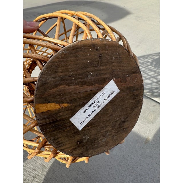 Farmhouse Wood/Wicker Lantern For Sale In Palm Springs - Image 6 of 6