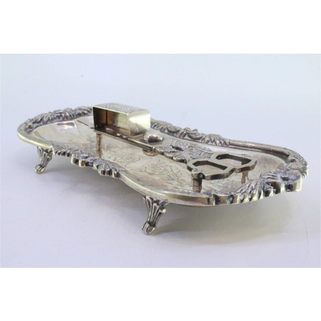 Silver Morrões Tray and Scissors with Chiseled Floral Reliefs and Engraved Center, Set of 2 For Sale - Image 5 of 7