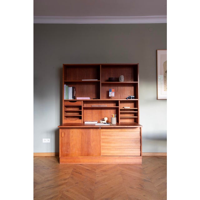 Danish Teak Secretaire Bookcase, attributed to Svend Aage Rasmussen, 1960s For Sale - Image 10 of 15