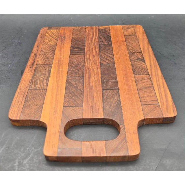 Dansk Mid 20th Century Danish Staved Teak Wood Charcuterie & Cheese Board For Sale - Image 4 of 11