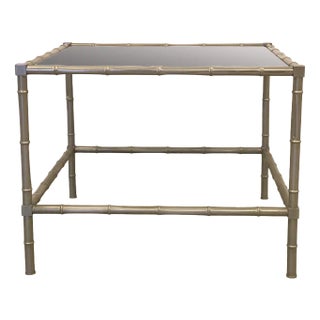 Faux Bamboo Silvered Brass Coffee Table from Maison Baguès, 1970s For Sale