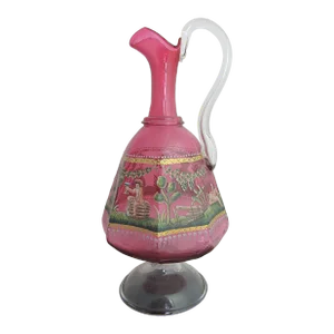 Salviati Murano Venetian Enamel Bacchus Red Cranberry Decanter Pitcher