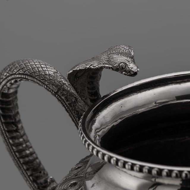 Silver Antique 19th Century Indian Silver Cobra Handled Sugar Bowl, Madras, 1890 For Sale - Image 8 of 18
