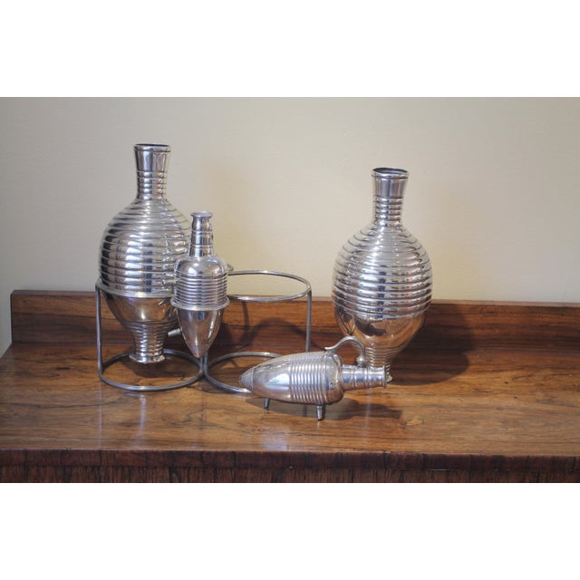 Metal Italian Art Deco Silver-Plated Decanters from Calegaro, 1920s, Set of 5 For Sale - Image 7 of 15