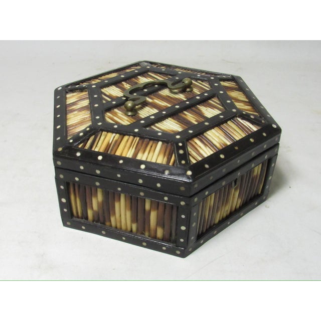 Black Anglo Indian Hexagonal Quill Box For Sale - Image 8 of 12
