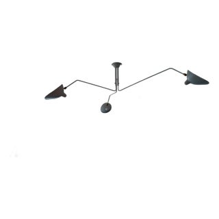 Black 3-Arm Editions Serge Mouille Ceiling Lamp, Authentic & Licensed For Sale