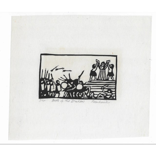 Irwin Jacob Rosenhouse (1924-2002) "Battle of the Ishmaelites" 1966; Old Testament woodblock print; pencil signed, titled...
