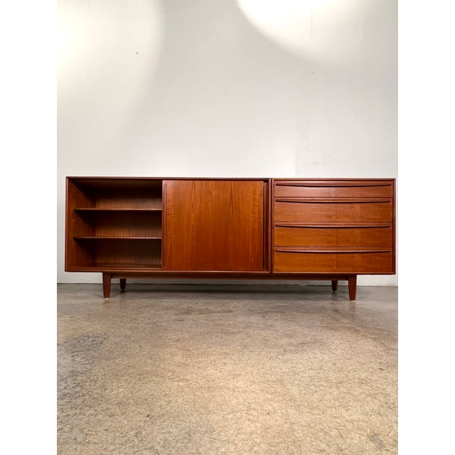 Harry Ostergaard 1960s Mid Century Danish Modern Teak Asymmetrical Credenza Attributed to Designer Harry Ostergaard For Sale - Image 4 of 6
