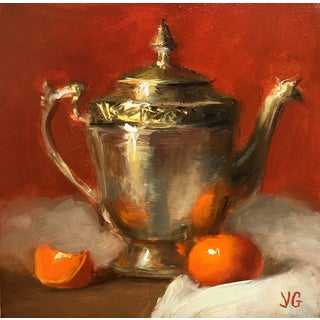 Still Life with Metal Pitcher and Tangerine For Sale