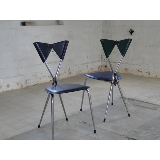 Contemporary Italian Butterfly Chair with Chromed Steel Tubing and Leather by Arrben, 1980s, Set of 2 For Sale - Image 3 of 18