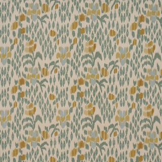 Schumacher Leonora Warp Print Fabric In Citron For Sale
